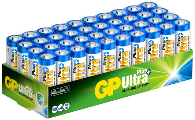 Batteri AA LR6 1,5 V. 40 stk. Ultra Plus. GP Batteries