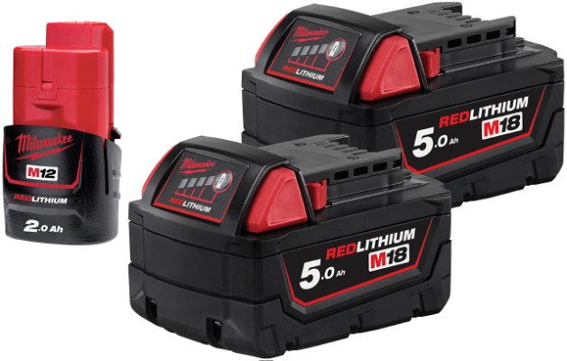 Batterisæt 18 V. 5 Ah og 12 V. 2 Ah. Milwaukee
