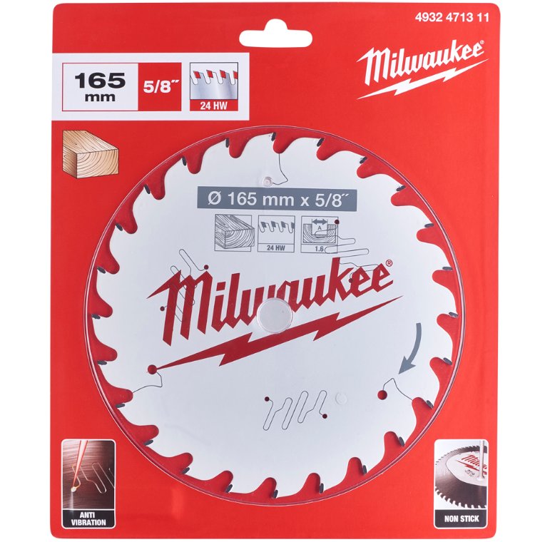 Rundsavklinge 165 mm, 24 tand. Milwaukee