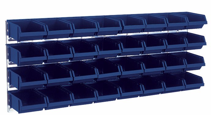 Raaco boltreol med 32 flytbare lagerkasser