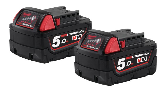 Batterier 18 volt, 5 ah. 2 stk. Milwaukee