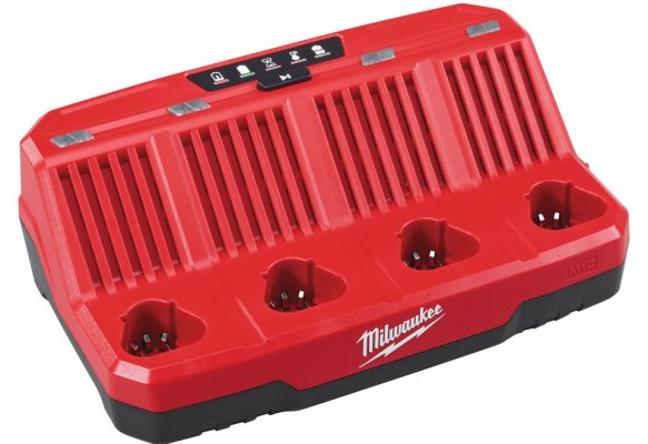 Lader M12 til 4-batterier. Milwaukee