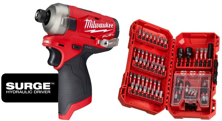 Slagskruemaskine 12 V. 1/4" + Bitssæt 70 dele. Milwaukee