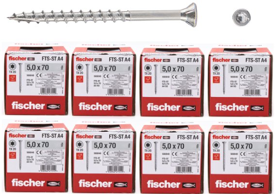 Terrasseskruer 5X70 mm TX20, 880 stk. Fischer