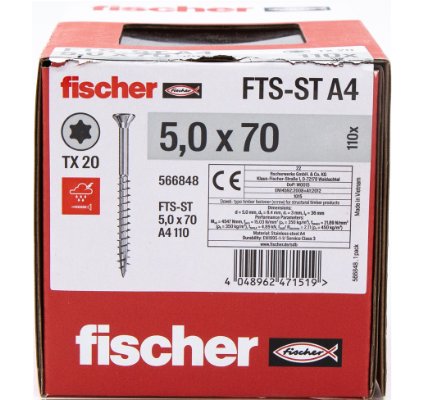Terrasseskruer 5X70 mm TX20, 110 stk. Fischer