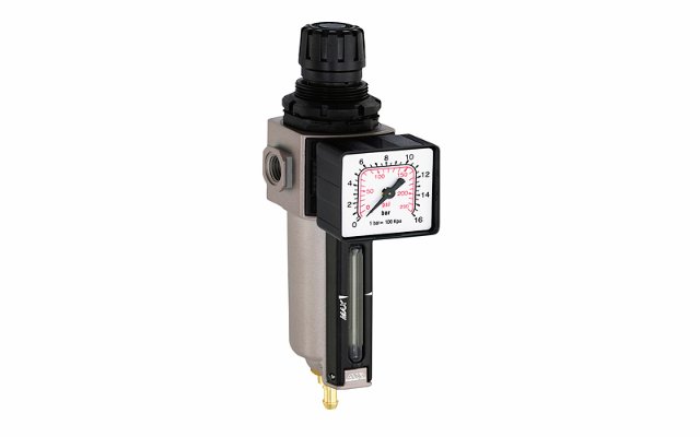 Filter 1/4" m/red. ventil og manometer