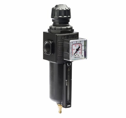 Filter 3/8"-1/2" m/red. ventil og manometer