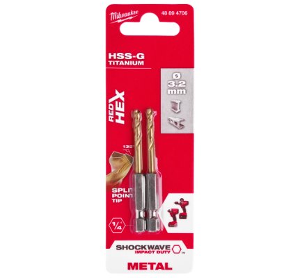 Spiralbor 3,2 mm, HSS-TiN. 2 stk. Milwaukee