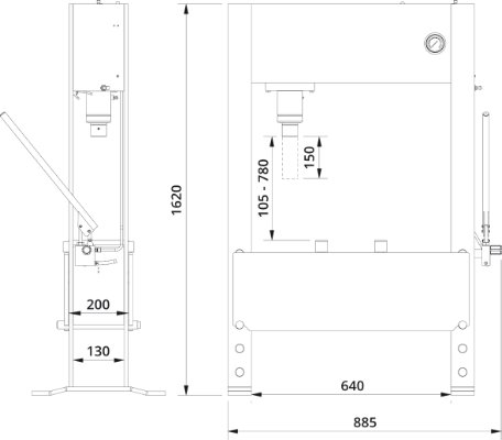 Værkstedspresser 16 tons PJ16H. AC