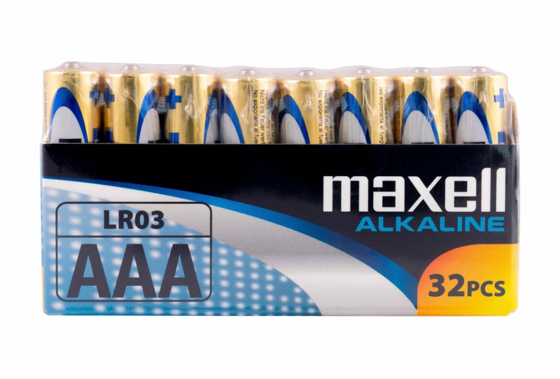 32 stk. Alkaline batterier, AAA/LR03. Maxell