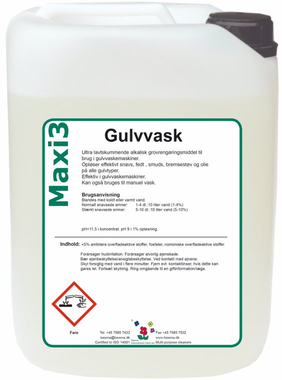 Maxi3 Gulvvask lavtskummende 20 ltr. Besma