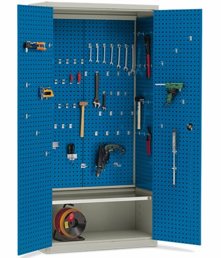 Materialeskab MS-1 m/1 hylde+tavler. Blika