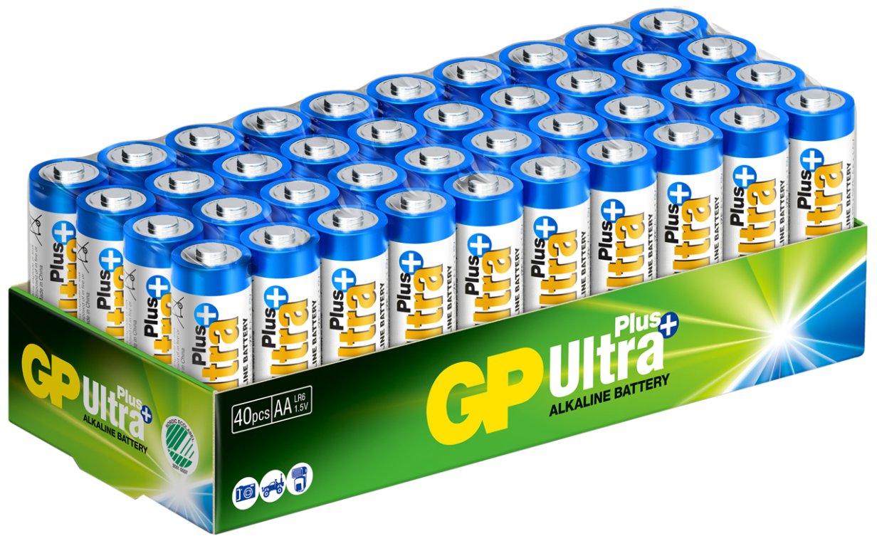 Batterier AA LR6 1,5 V. 40 stk. Ultra Plus. GP Batteries