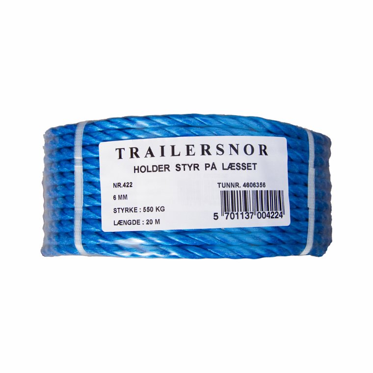 Reb, Trailersnor 6 mm x  20 mtr. G. Funder