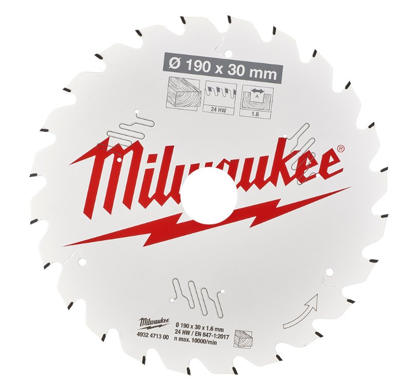 Rundsavklinge til træ, 190 mm / 24 tænder. Milwaukee