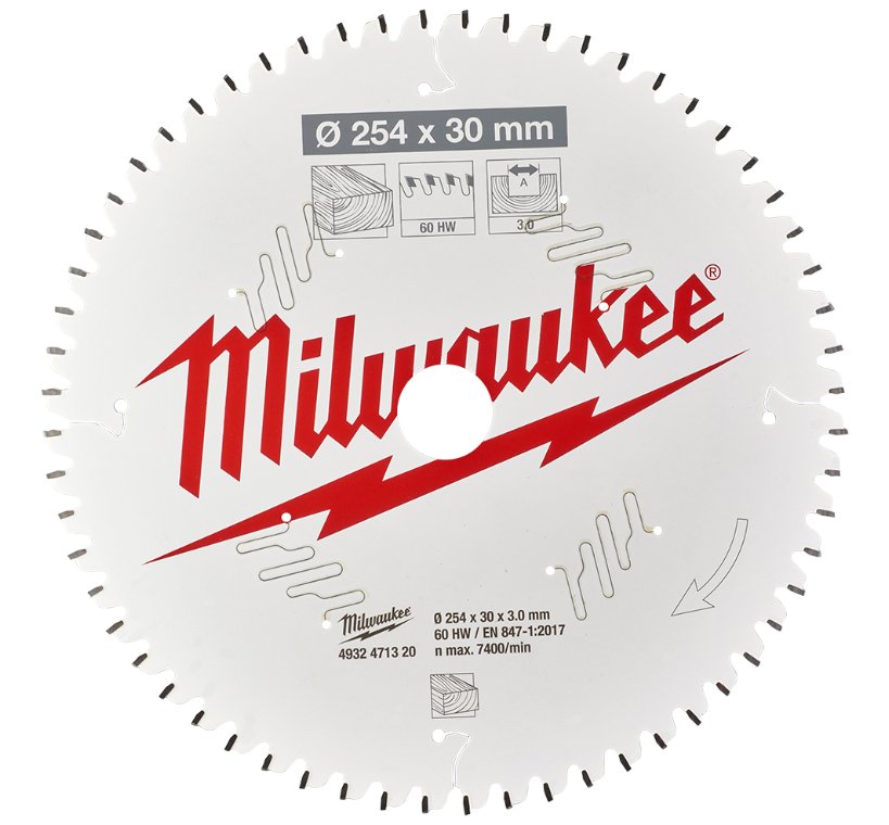Rundsavklinge til træ, 254 mm / 60 tænder. Milwaukee