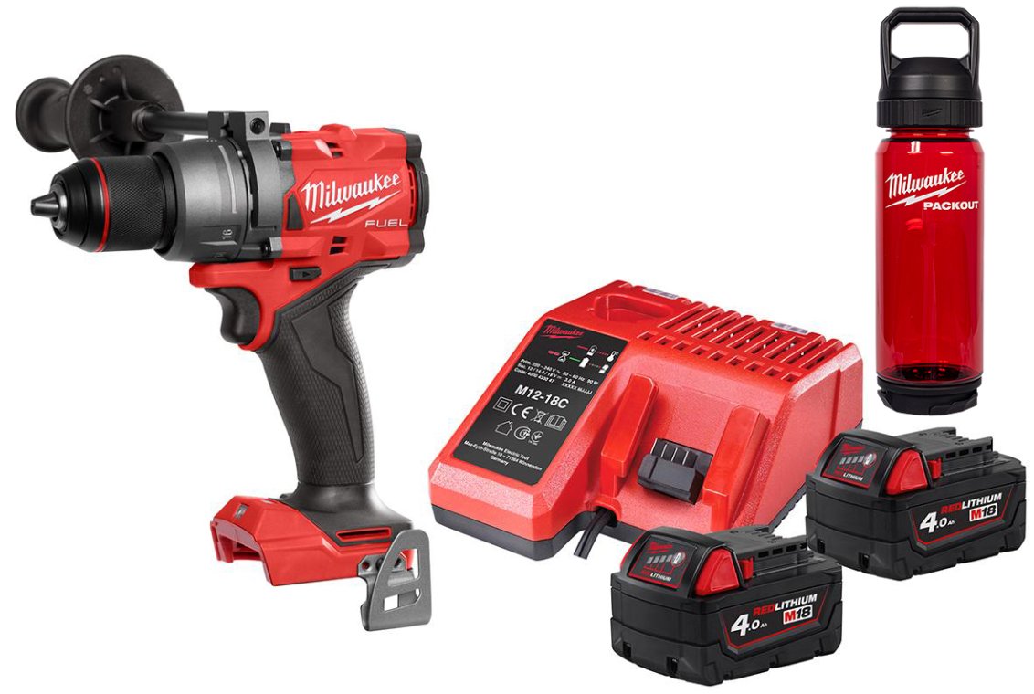 Slagboremaskine 18 V. 4 Ah. M18 FPD3 + Drikkedunk. Milwaukee