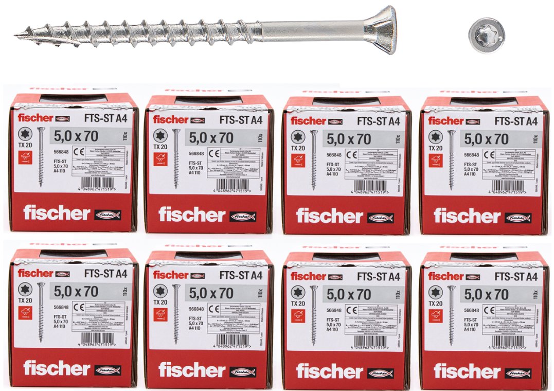 Terrasseskruer 5X70 mm TX20, 880 stk. Fischer