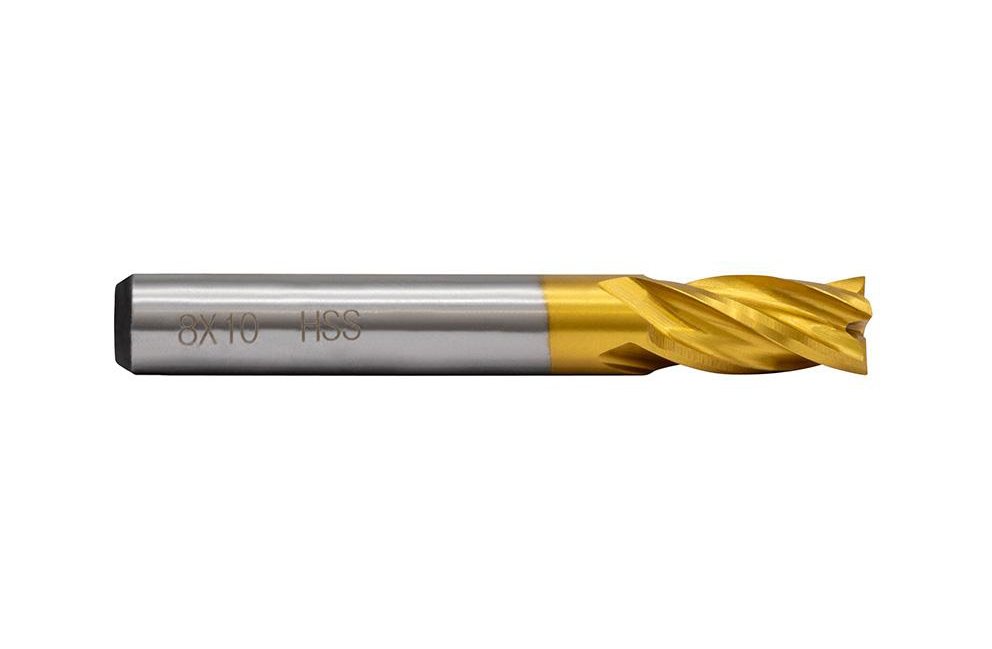 Endefræser 10 mm 4 skær TIN. Diesella