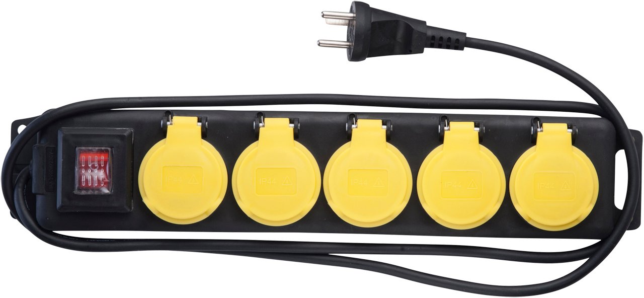 Kabelsæt 5-vejs stikdåse med afbryder