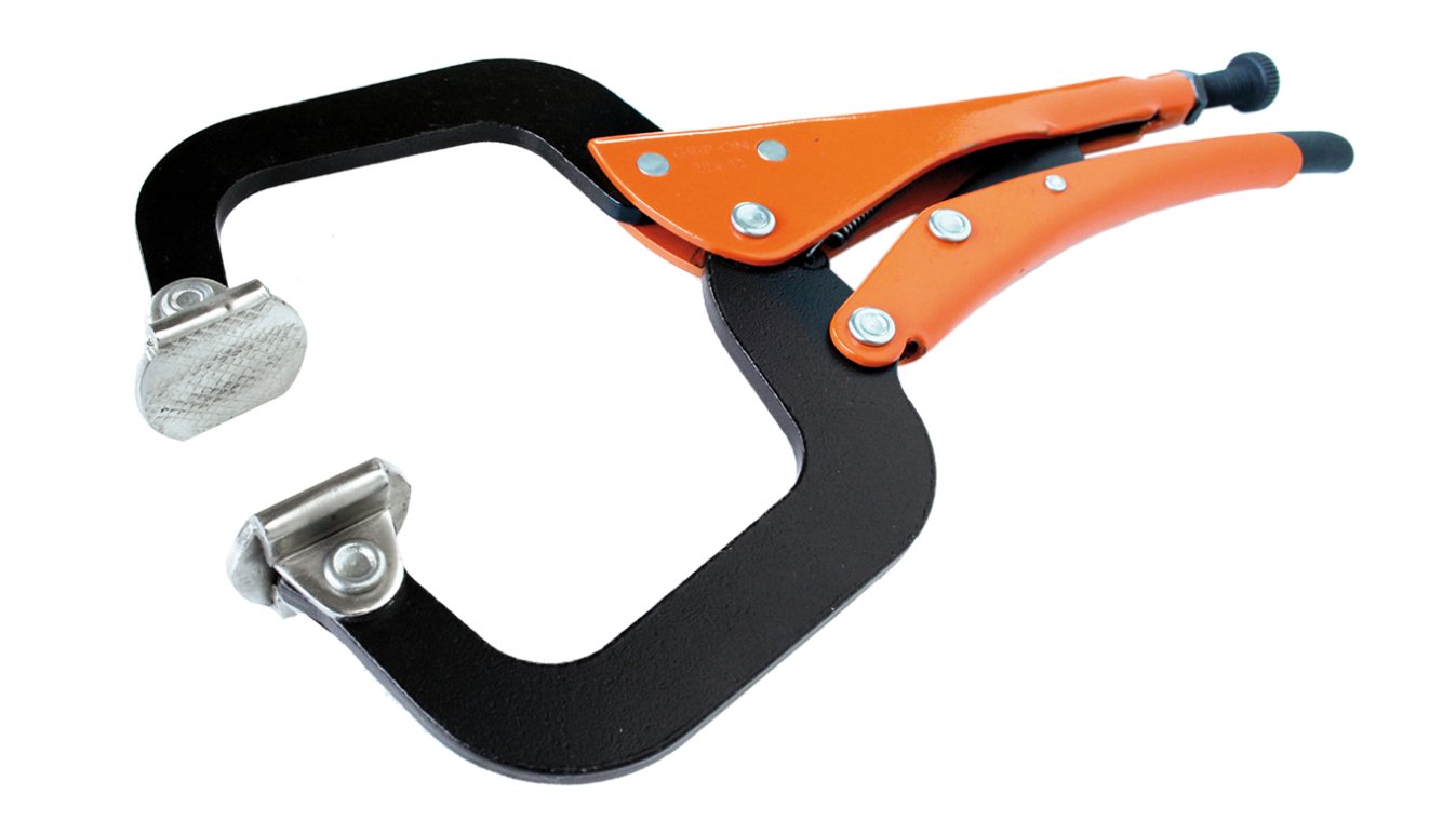 Svejsetang C-clamp med swivelsko. Grip-On