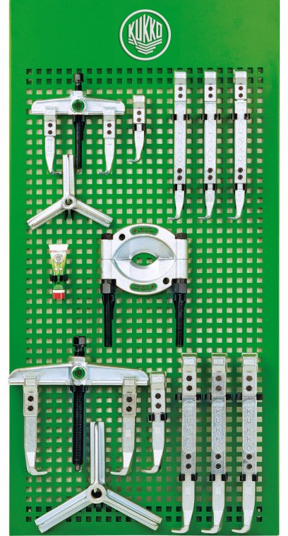 Aftrækkersæt på hulplade/tavle. Kukko