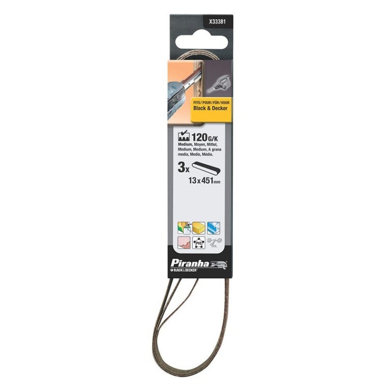 Slibebånd 13×451 mm K120 pk/3. Black+Decker