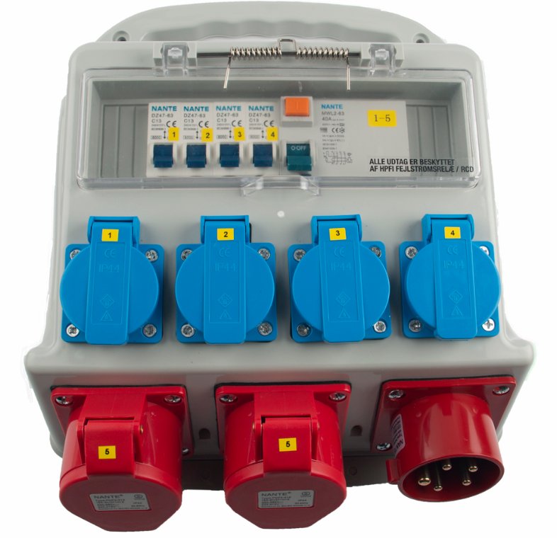 Byggestrømstavle 16 amp 4x230v + 2x400v