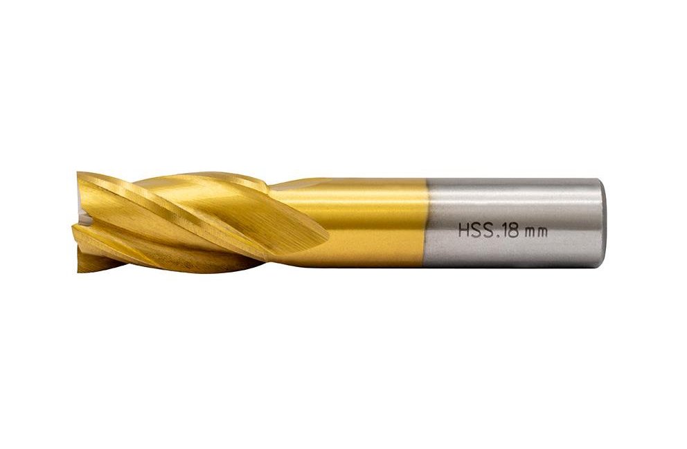 Endefræser 18 mm 4 skær TIN. Diesella