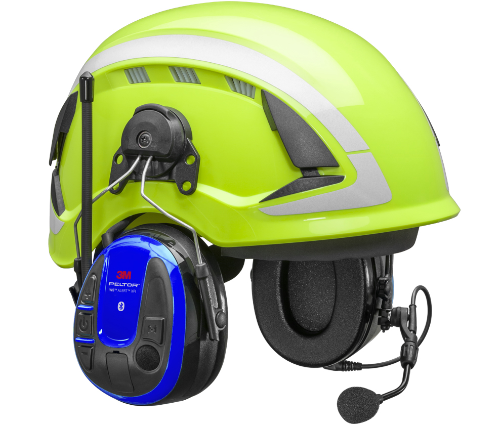 Høreværn hjelmmonteret med Bluetooth.